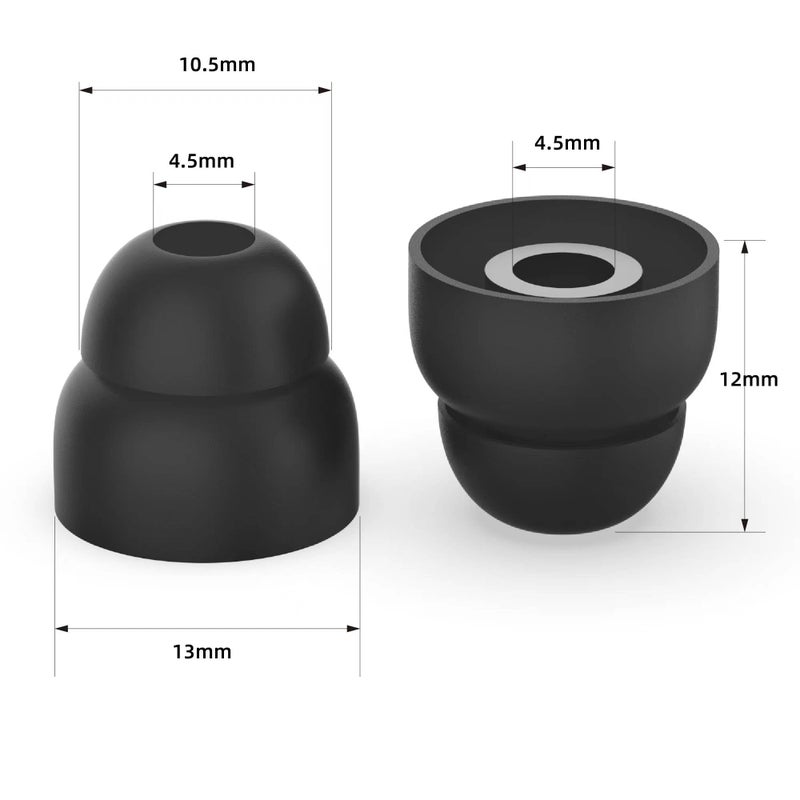 Earbudz 5 Pairs of Double Flange Replacement Earbud Tips fit Powerbeats, LG, Symphonized, iFrogz, Mpow, Skullcandy, Panasonic Headphones (Black) - Image 2